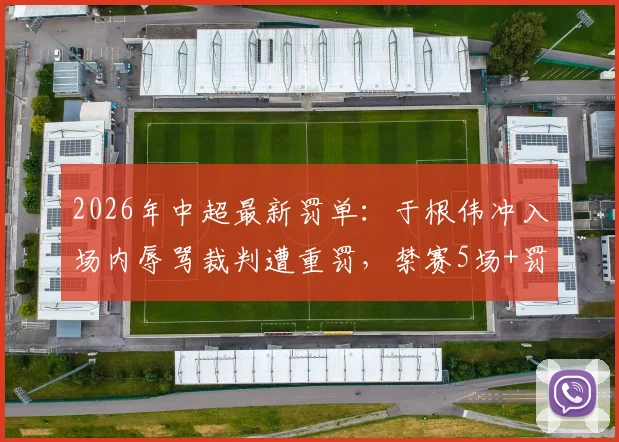 2026年中超最新罚单：于根伟冲入场内辱骂裁判遭重罚，禁赛5场+罚款5万元详解